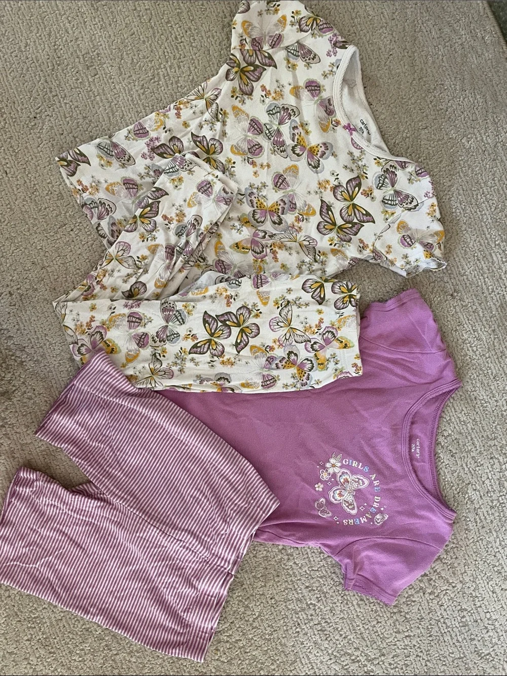 Carter's Purple & White Butterfly Girls Pajama Set
